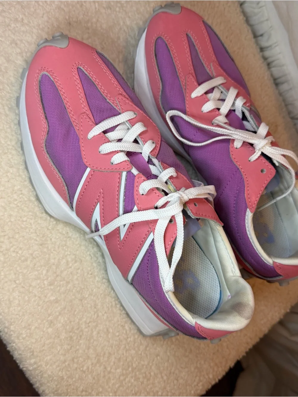 New Balance Pink and Purple 327 Sneakers - Picture 1 of 4